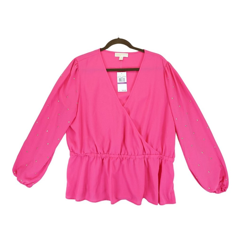 NWT $120 Michael Kors Electric Pink Blouse Size XXL SH94C1F4YP